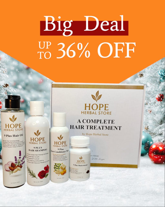 Nine Plus Complete Hair Care Kit – Herbal Oil, Shampoo, Conditioner & Multivitamins